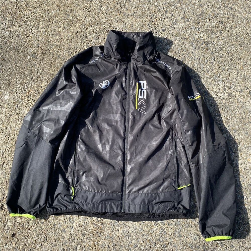 Polo Sport Hooded Jacket Mens Size Medium Black Camo Ralph Lauren Windbreaker - Picture 2 of 8